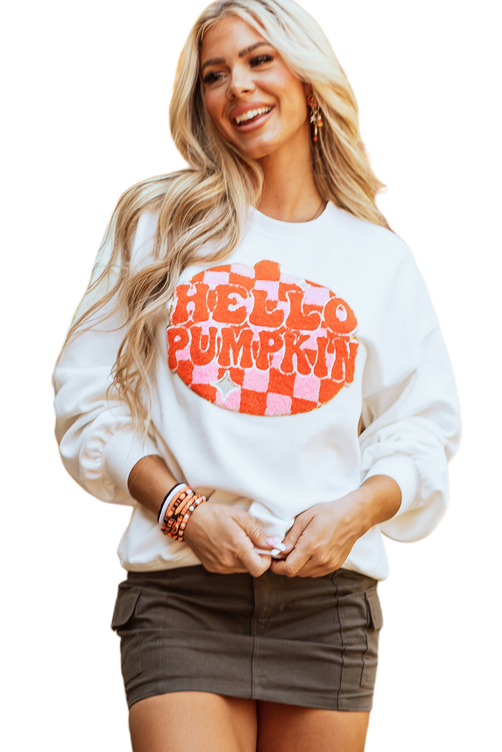 Terry Halloween Citrouille Patched Pattern Sweatshirt épais