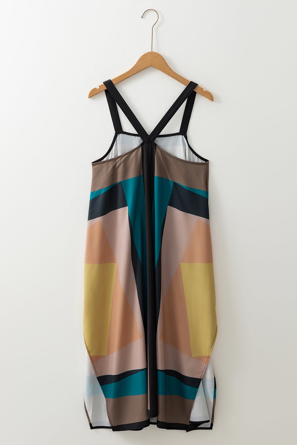 Robe sans manches à imprimé géométrique rétro dans le dos en Y