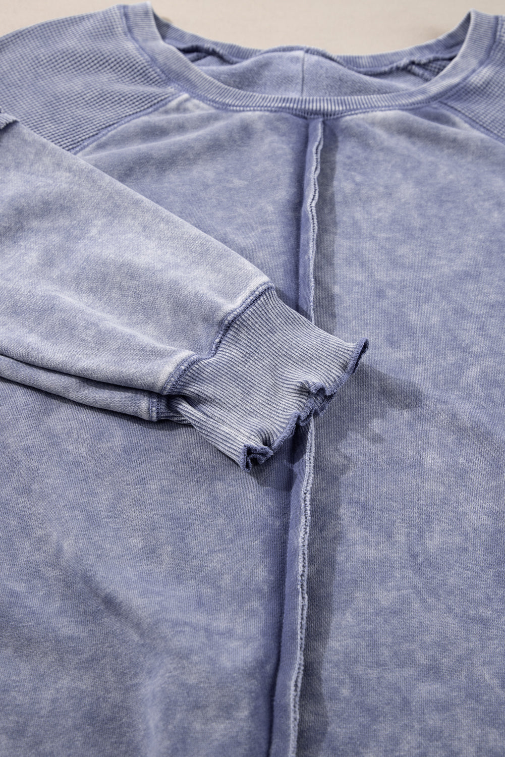 Sweat-shirt a manches raglan en tricot gaufré uni