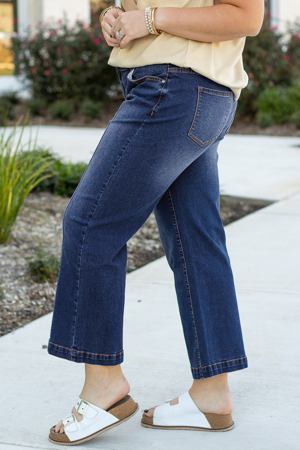 Jean Taille Haute Coutures Larges de Grande Taille