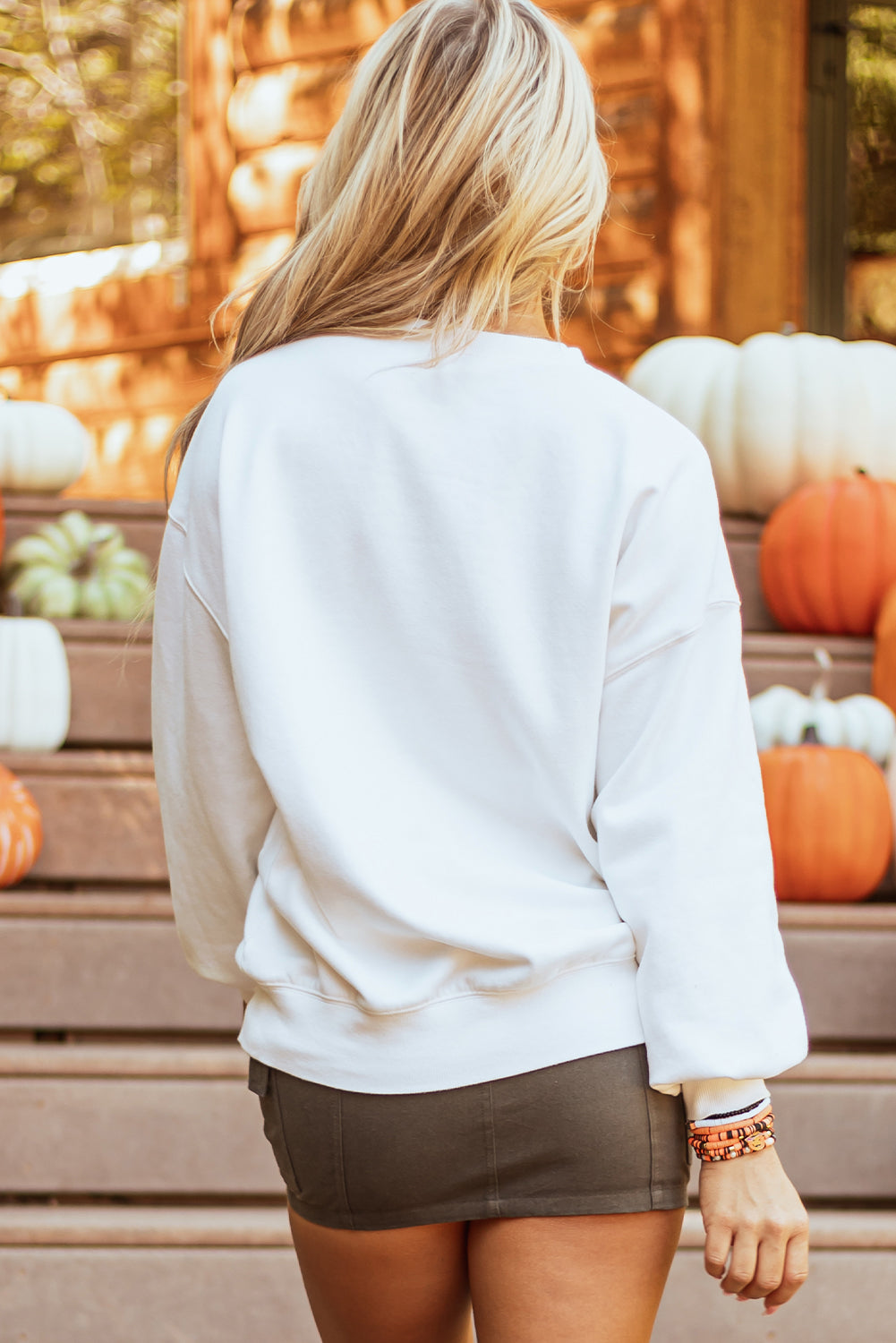 Terry Halloween Citrouille Patched Pattern Sweatshirt épais
