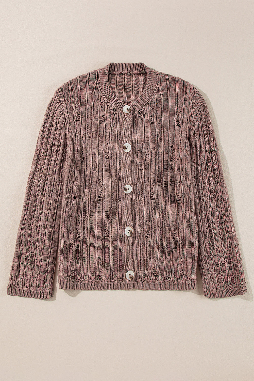 Cardigan boutonné en tricot texturé découpé