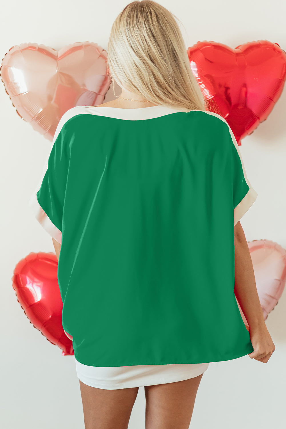 Chemisier tunique oversize a col bateau et blocs de couleurs