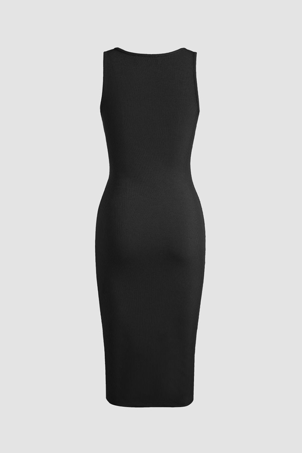 Robe midi côtelée fendue sur le côté et froncée avec cordon de serrage