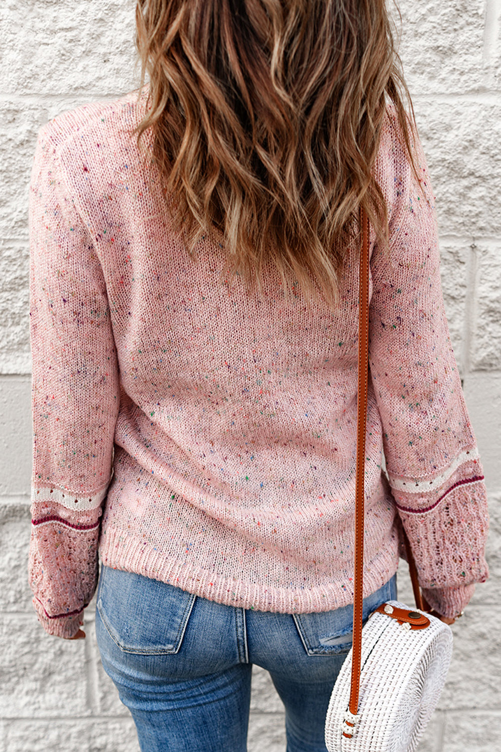 Pull à manches à motif et détail bouloché