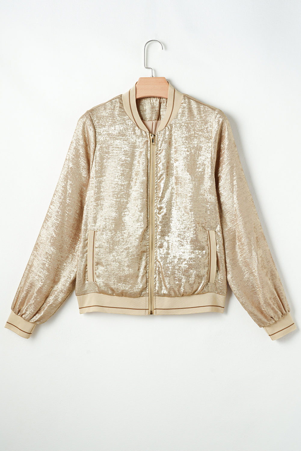 Veste de baseball zippée métallisée