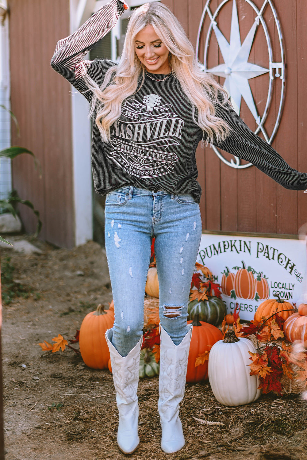 NASHVILLE MUSIC CITY Sweat-shirt graphique filaire