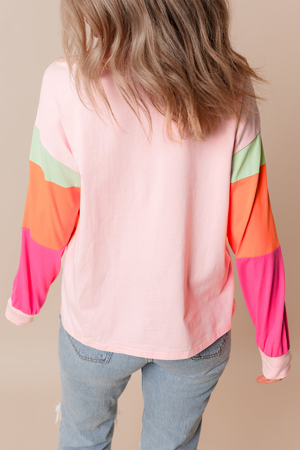 Haut ample a manches longues et patchwork color block