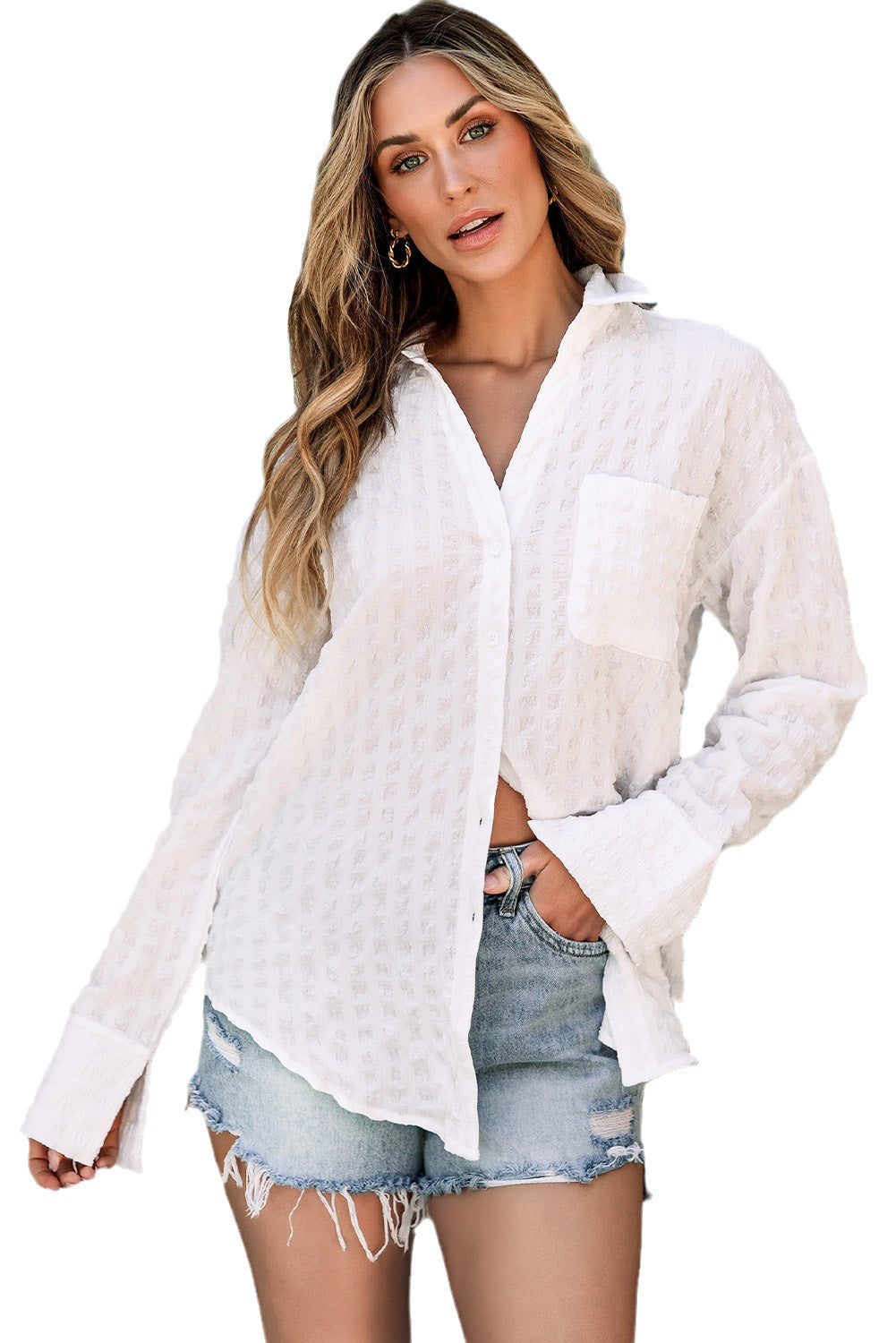 Chemise texturée à carreaux froissés