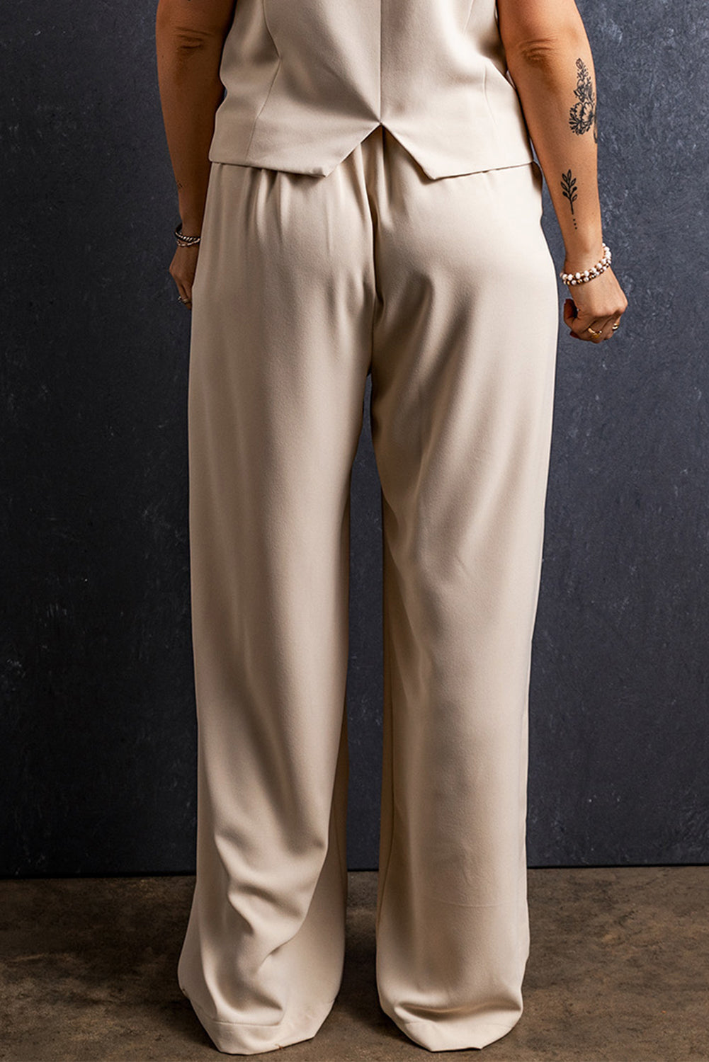 Pantalon large plissé à taille élastique