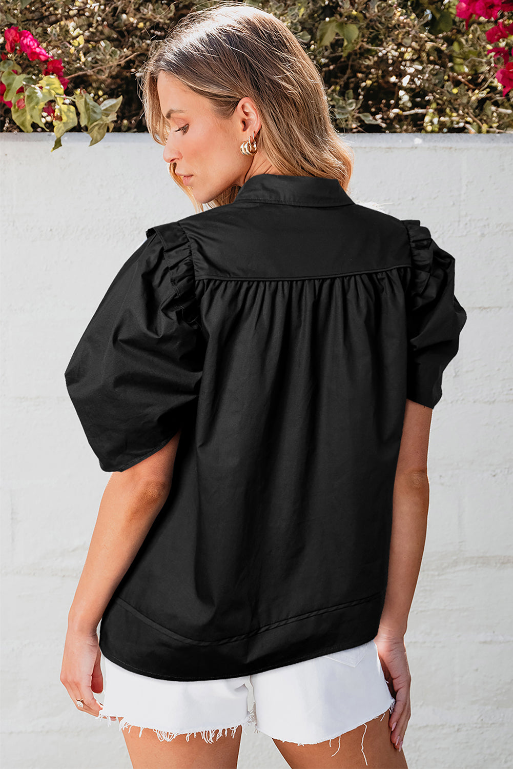 Chemise ample à manches bouffantes