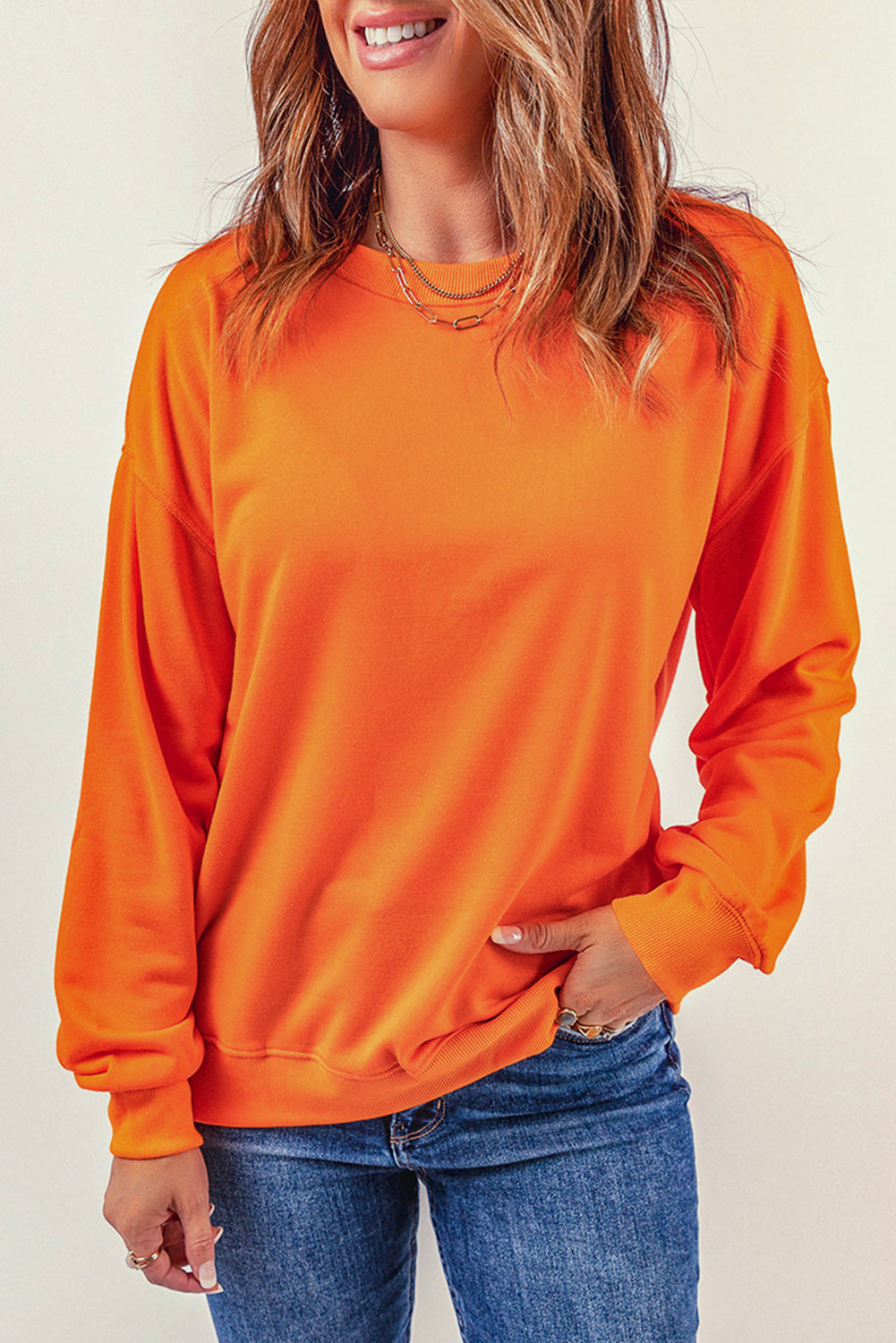 Sweat-shirt uni à col rond