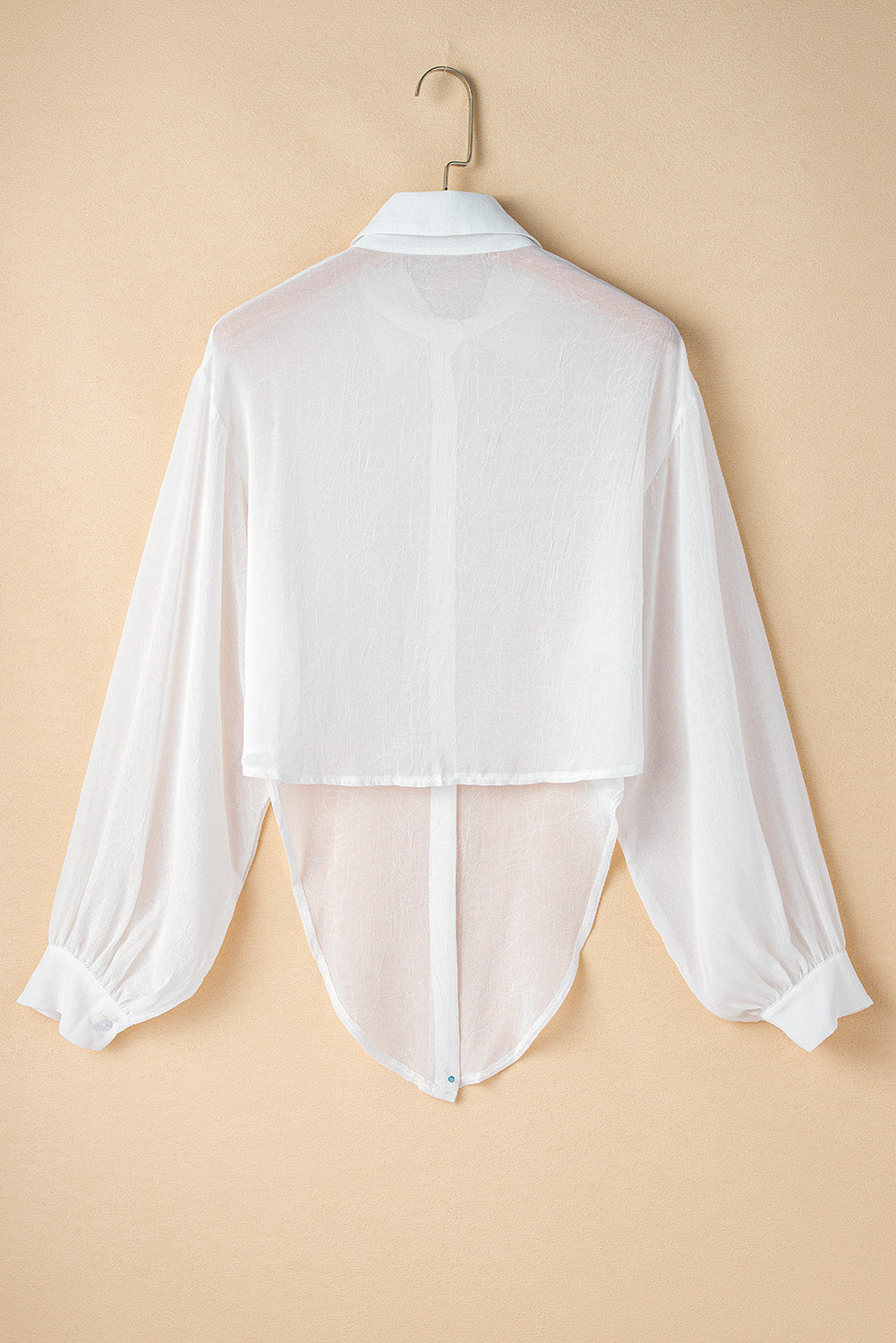 Chemise transparente unie nouée sur le devant, coupe ample