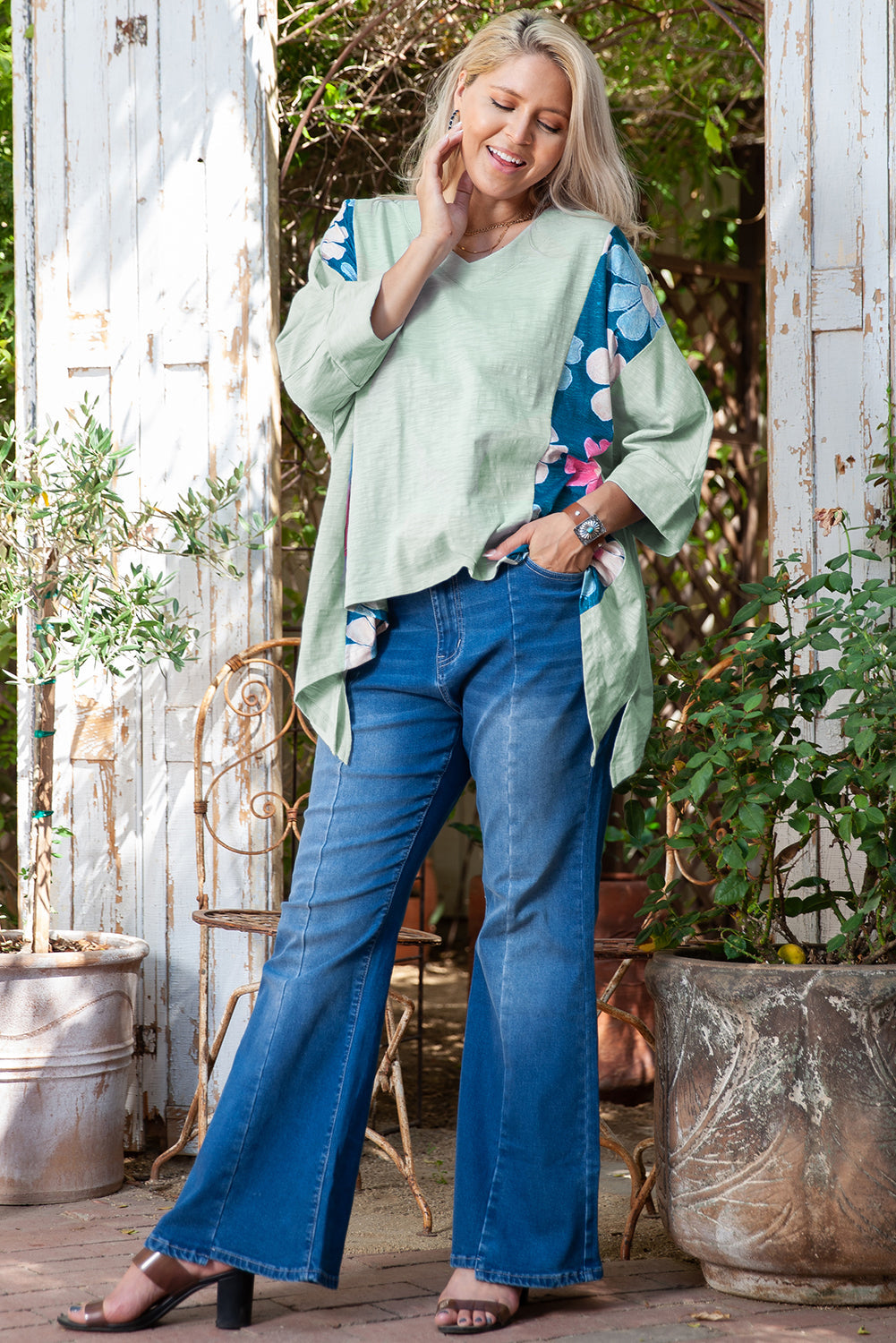 Haut Bas Haut Bas a Patchwork de Fleurs de Grande Taille