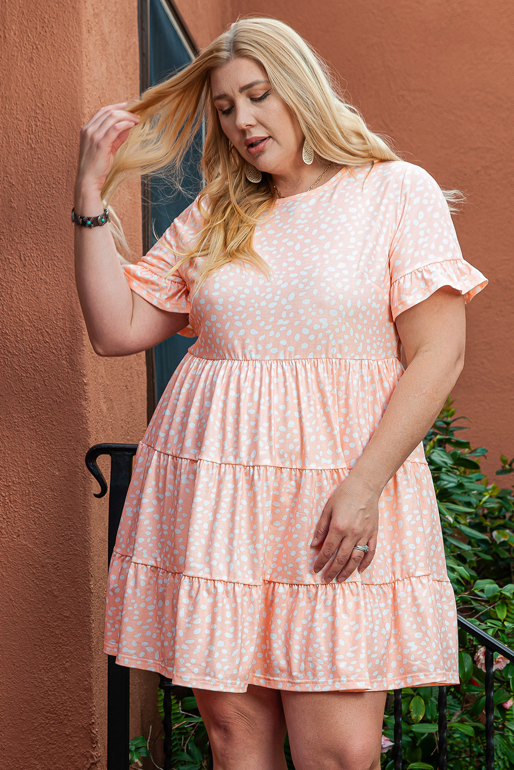 Robe à volants et volants à imprimé guépard, grande taille