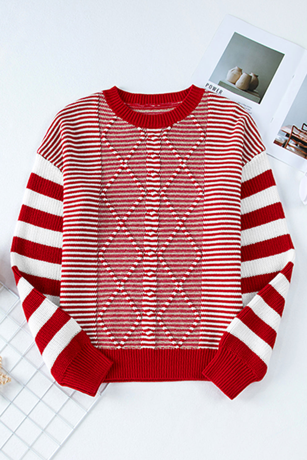 Pull texturé géométrique à épaules tombantes