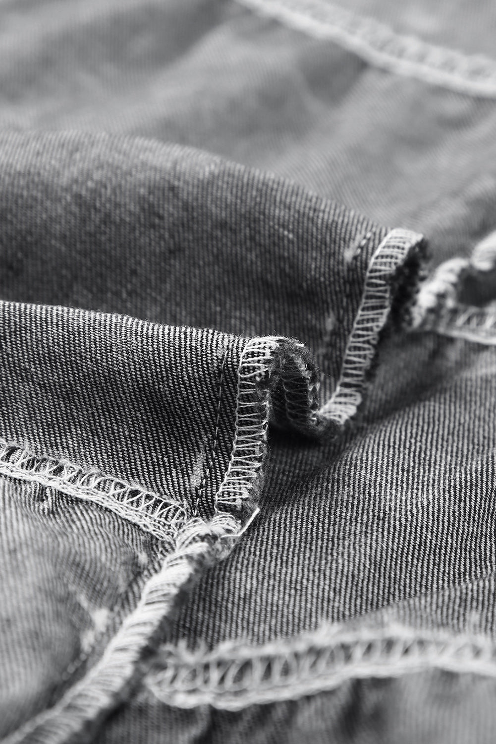 Haut en denim à plusieurs niveaux gris à manches flottantes