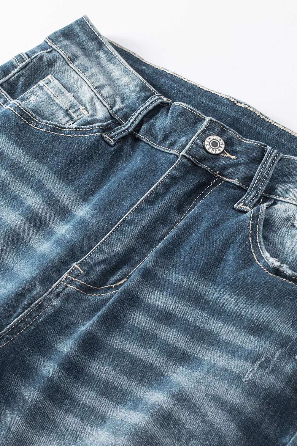 Jean skinny déchiré bleu effet vieilli
