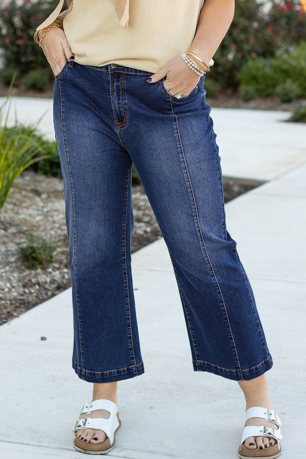 Jean Taille Haute Coutures Larges de Grande Taille