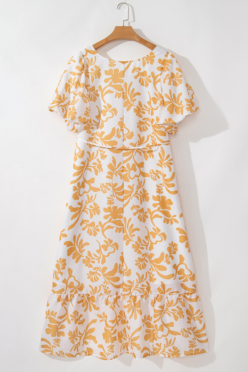 Robe longue de villégiature a manches courtes bouffantes et imprimé floral, grande taille