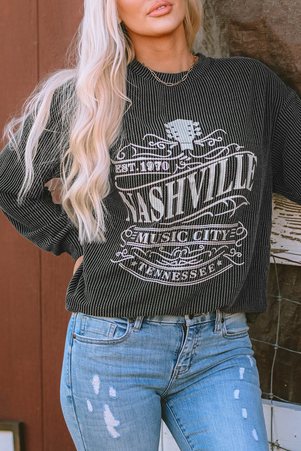 NASHVILLE MUSIC CITY Sweat-shirt graphique filaire