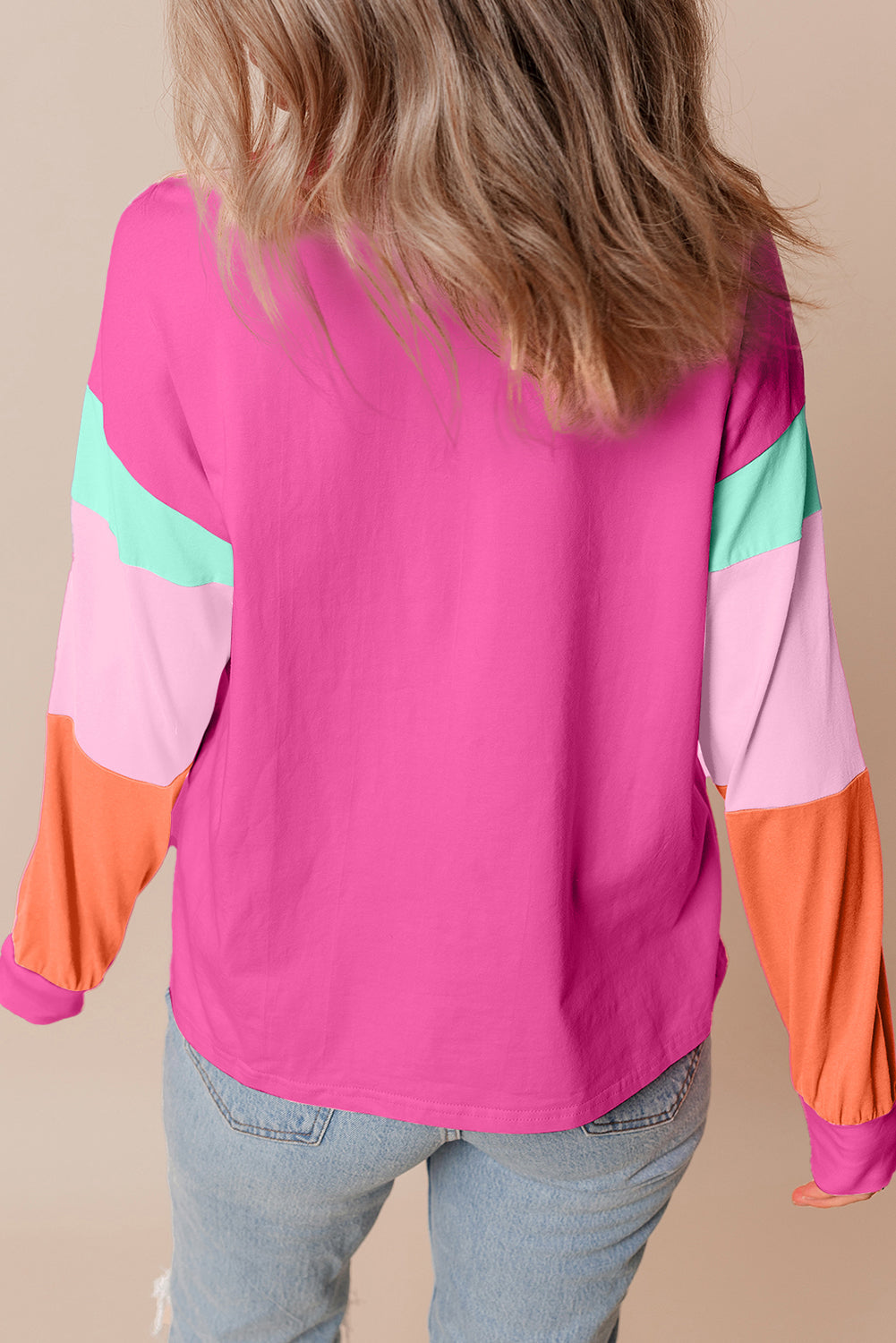 Haut ample a manches longues et patchwork color block