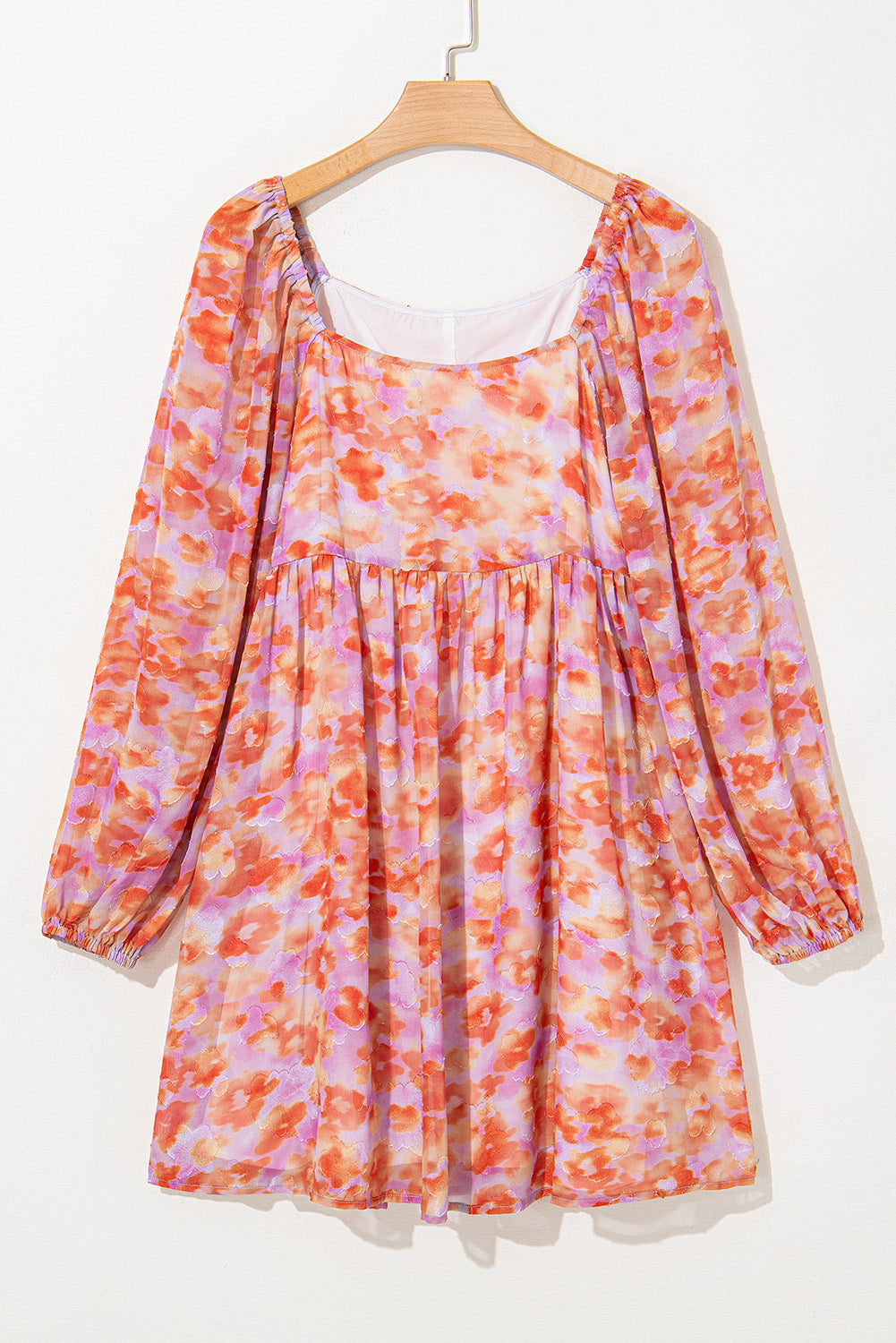 Mini-robe taille haute a imprimé floral et col carré