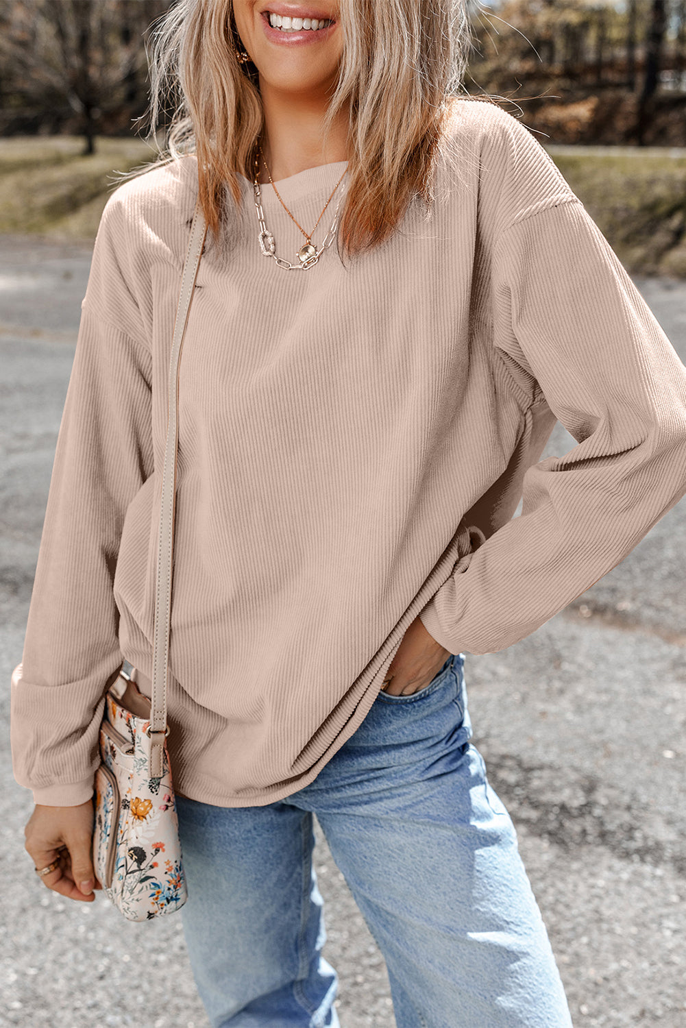 Sweat oversize en velours côtelé