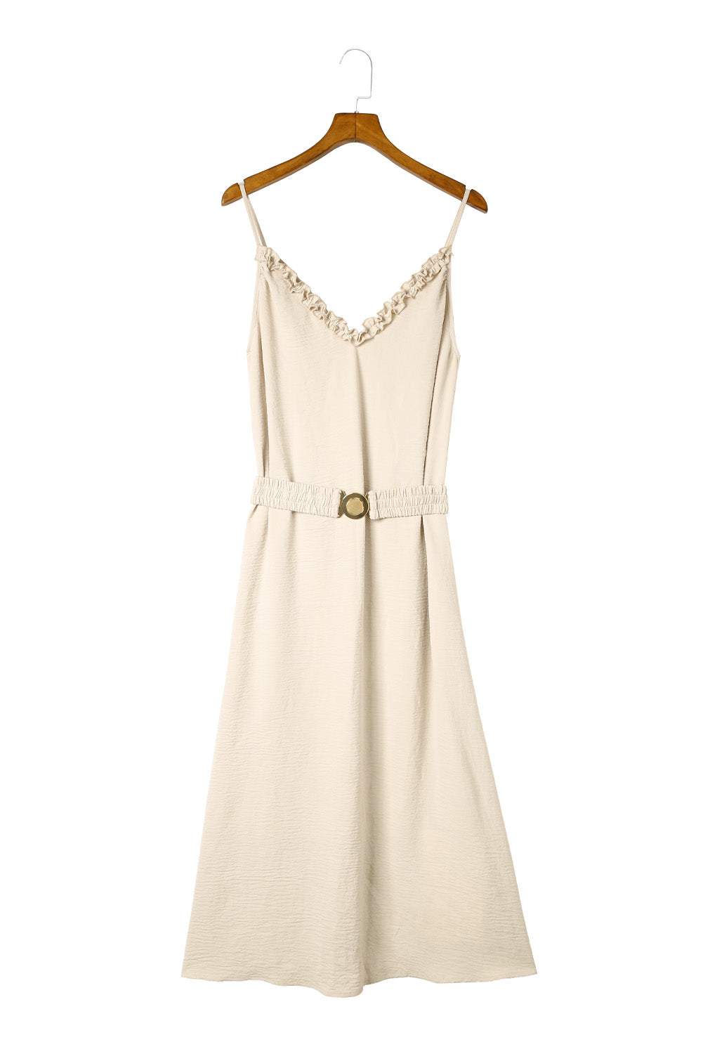Robe longue sans manches à col en V avec ceinture élastique