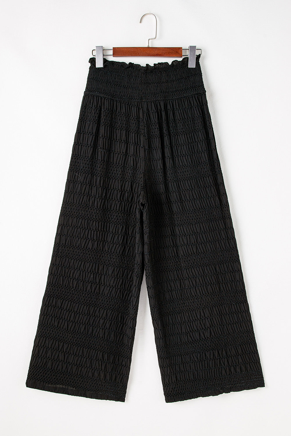 Pantalon ample texturé a taille smockée large