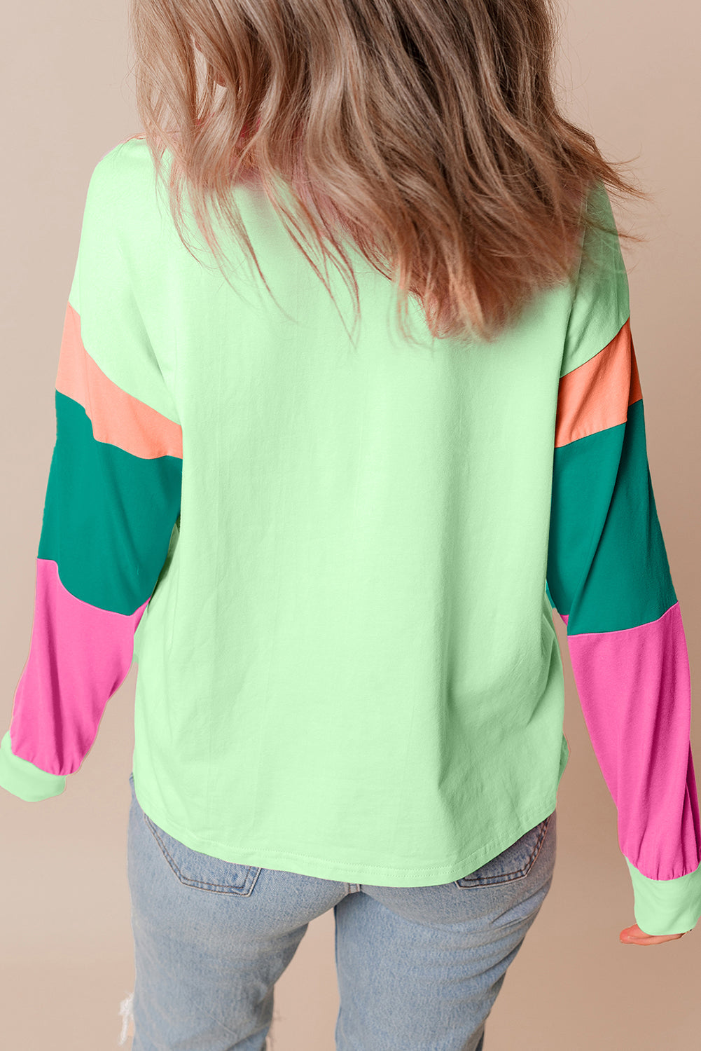 Haut ample a manches longues et patchwork color block