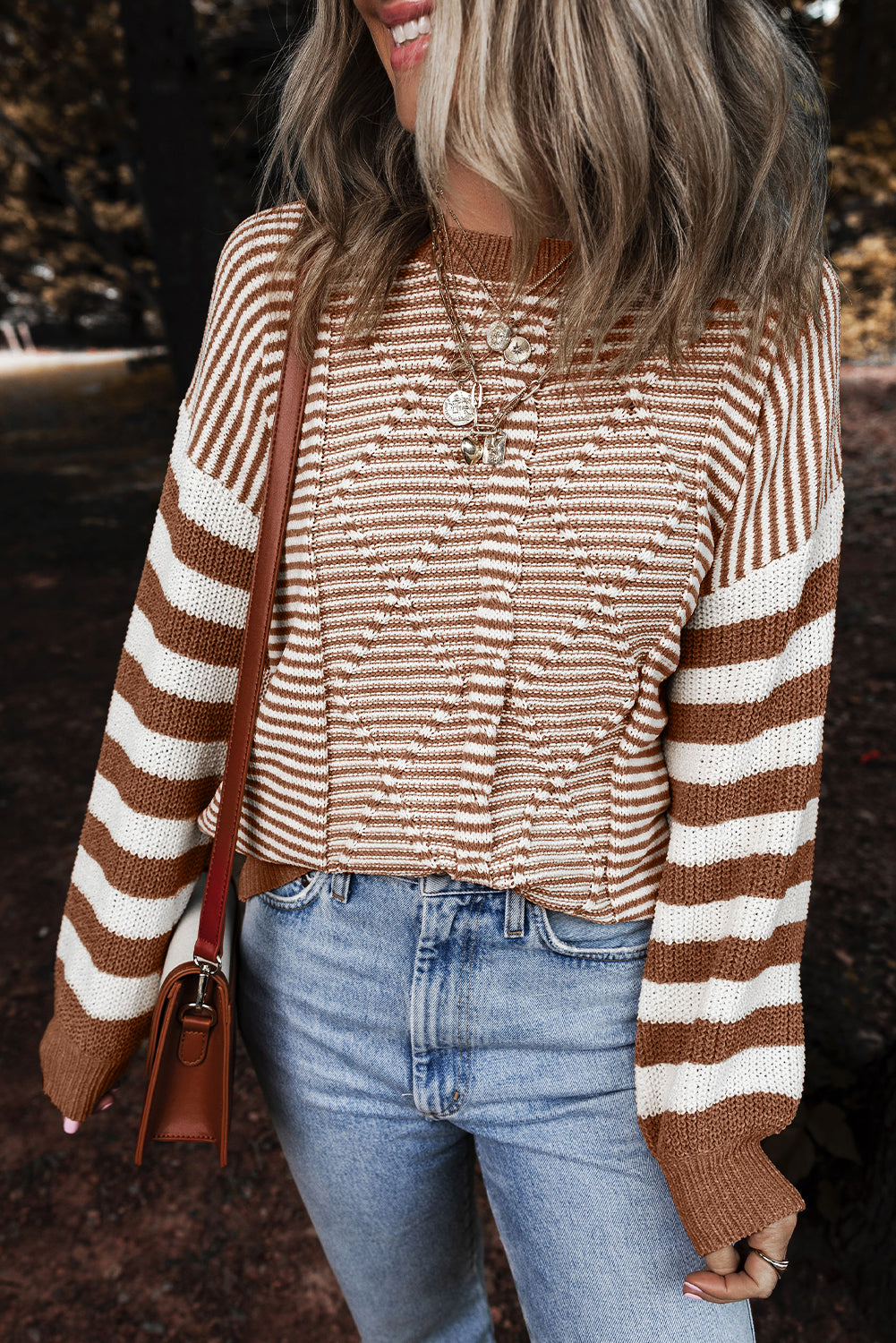 Pull texturé géométrique a épaules tombantes
