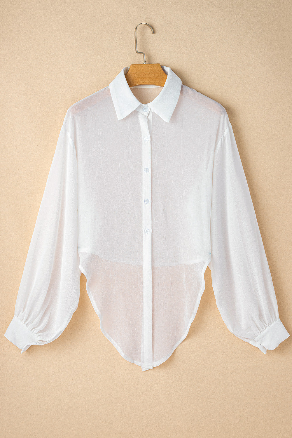 Chemise transparente unie nouée sur le devant, coupe ample