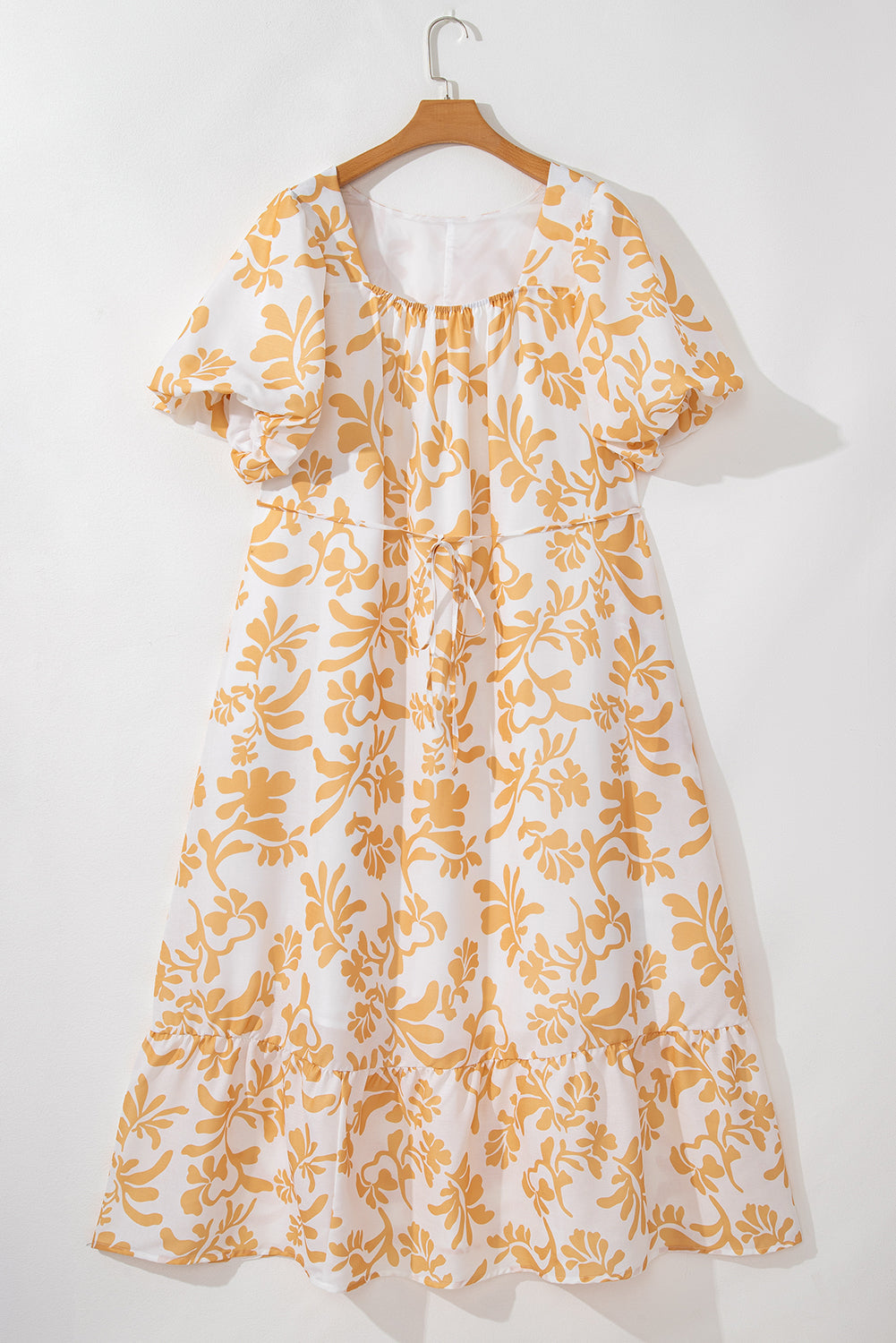 Robe longue de villégiature a manches courtes bouffantes et imprimé floral, grande taille
