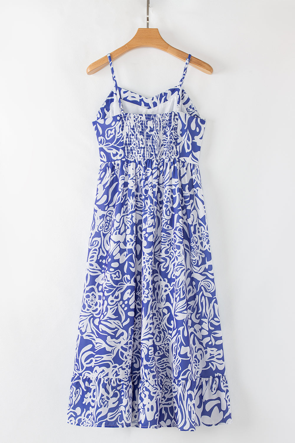 Robe longue taille haute à bretelles spaghetti et imprimé floral