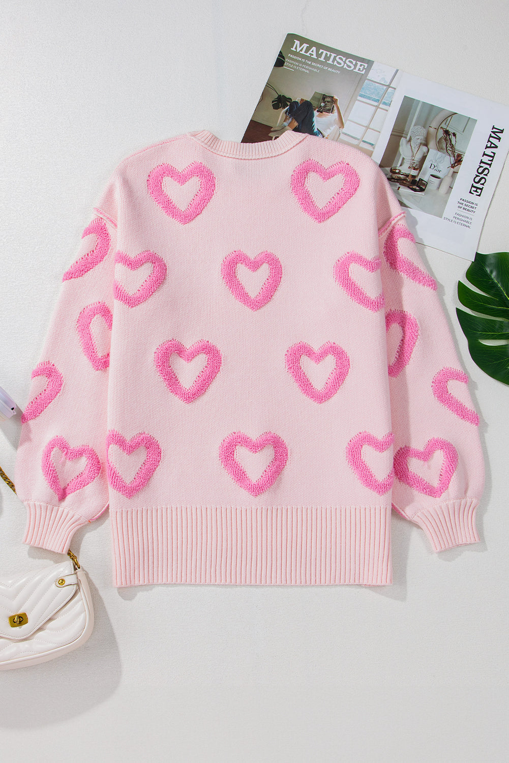 Pull ample a manches bulles en forme de cœur