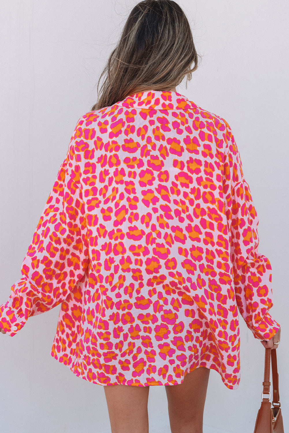Chemise ample boutonnée à imprimé léopard