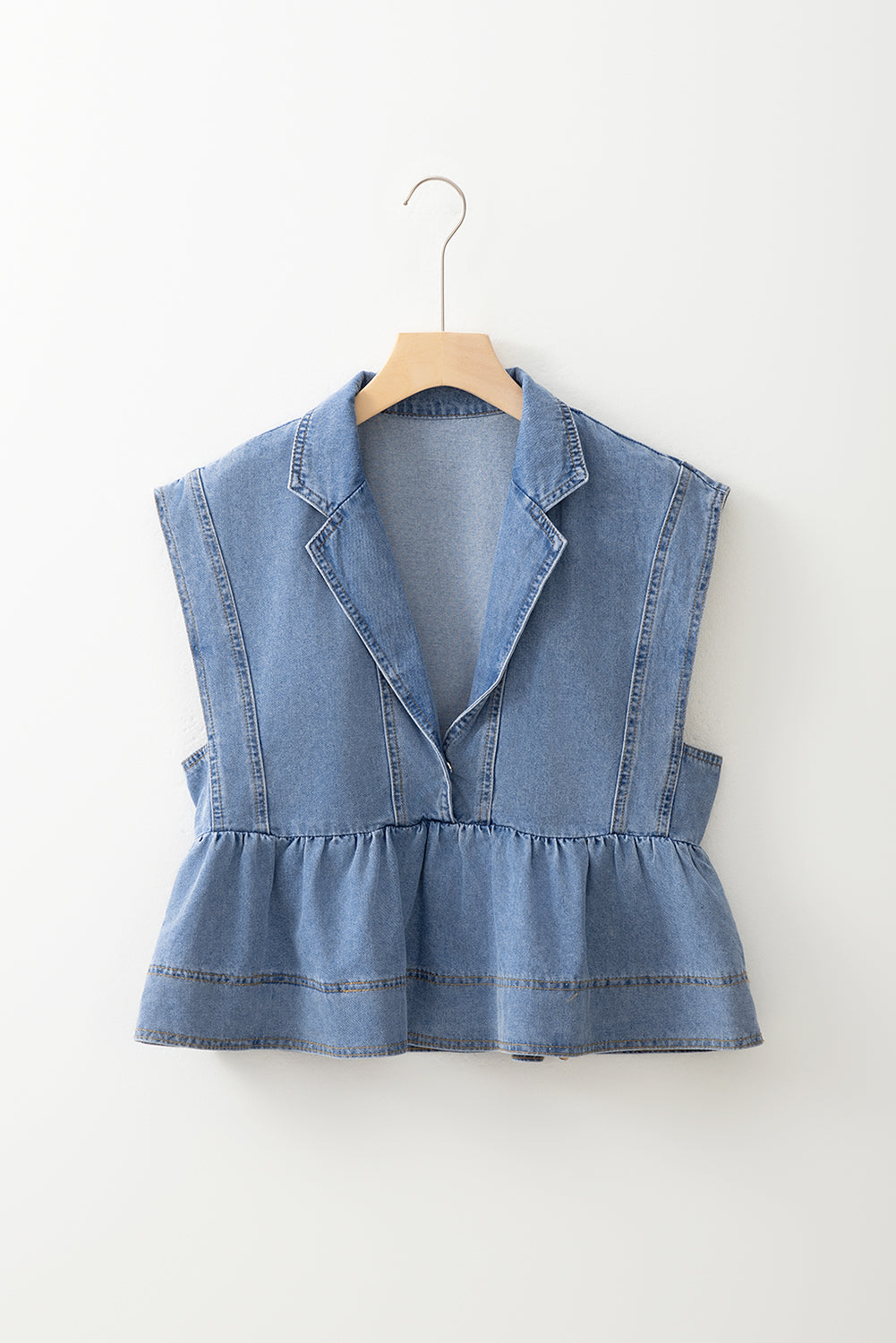 Haut babydoll en jean à revers