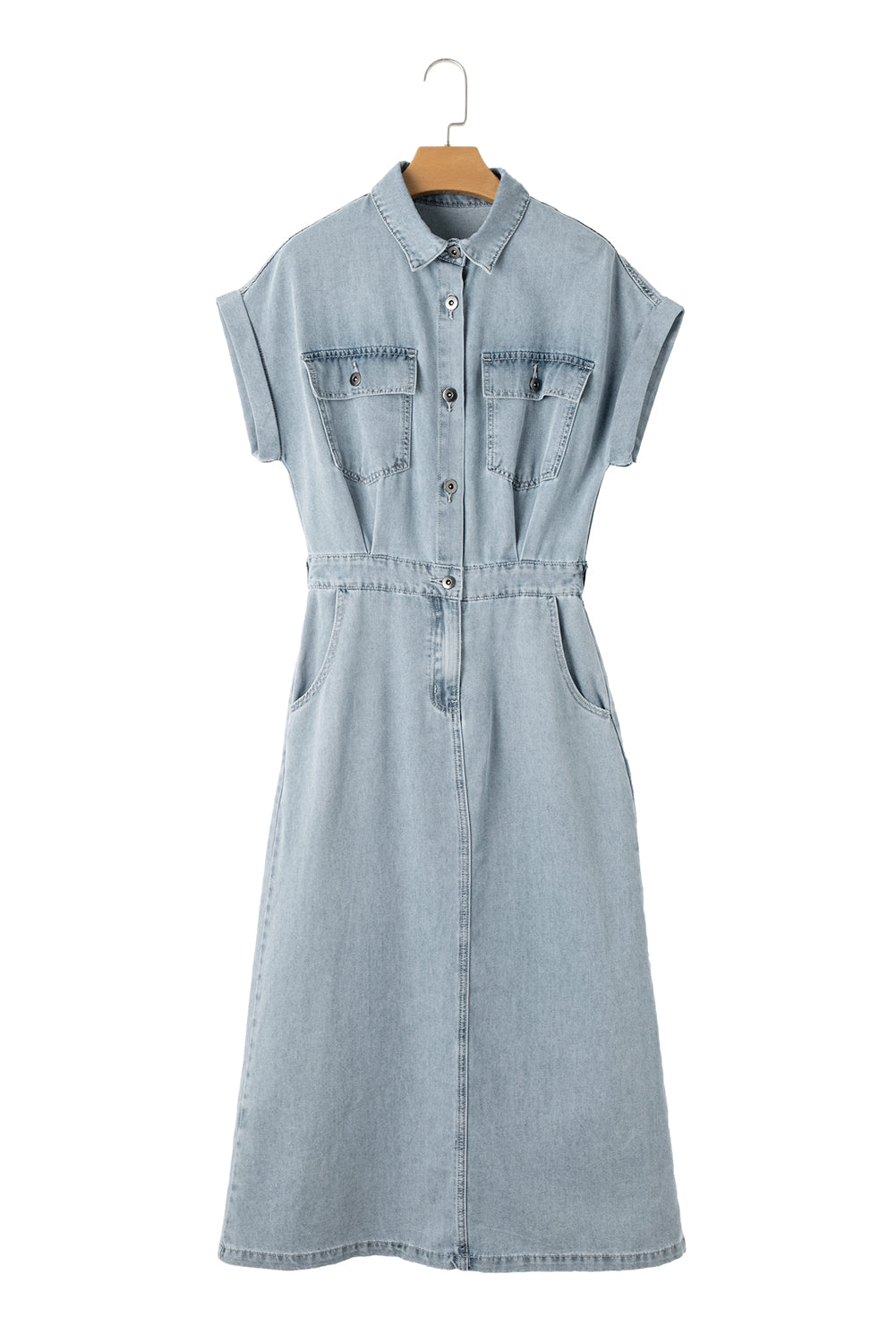 Robe courte en jean à manches chauve-souris et dos fendu