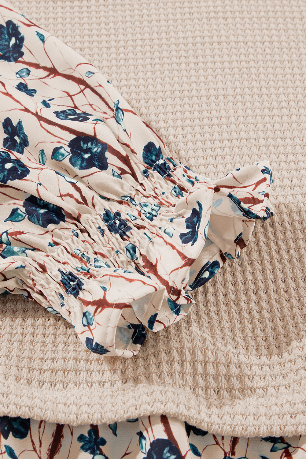 Haut de Grande Taille en Faux Deux Pièces en Maille Patchwork a Imprimé Floral