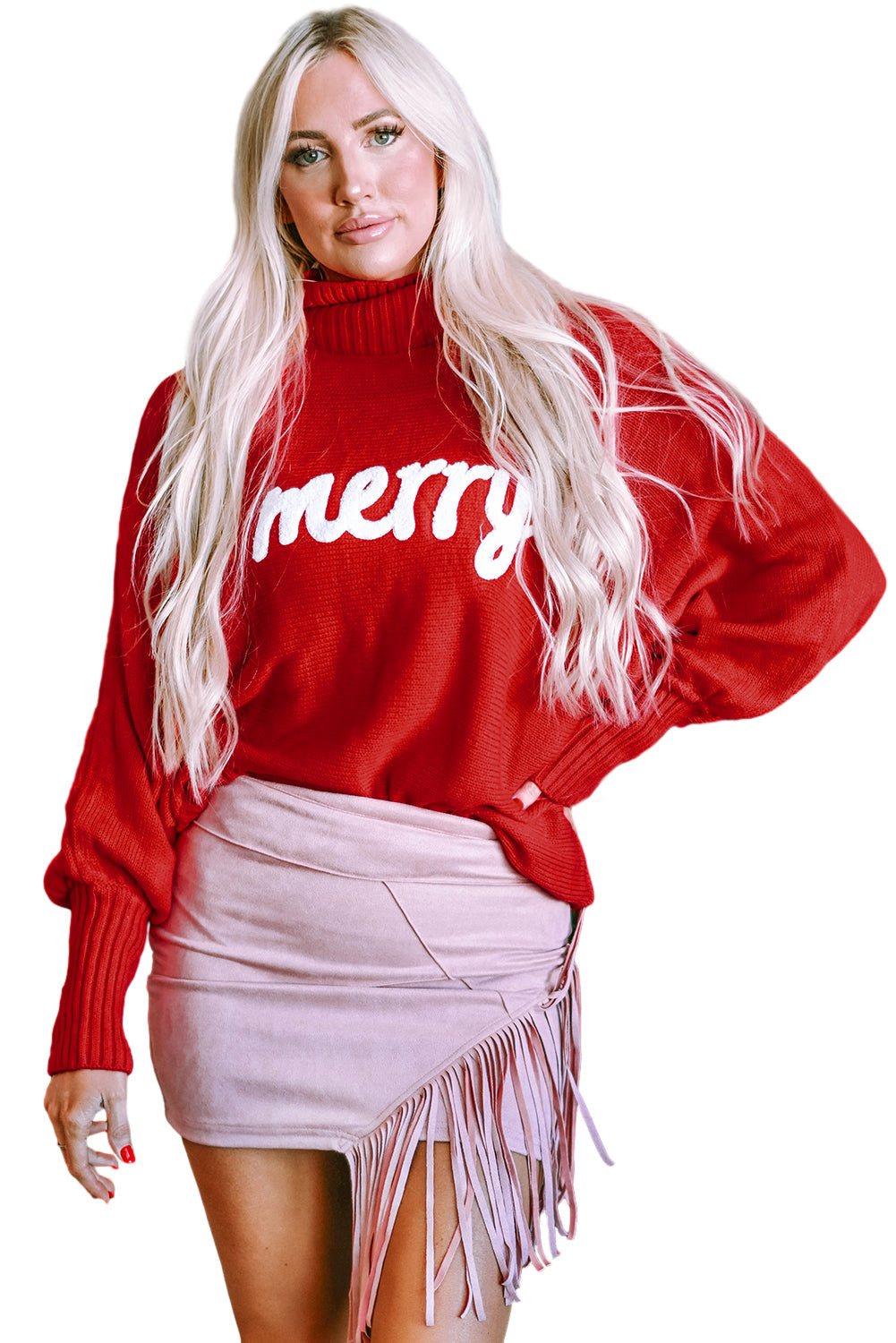 Pull à col montant brodé avec lettre Merry