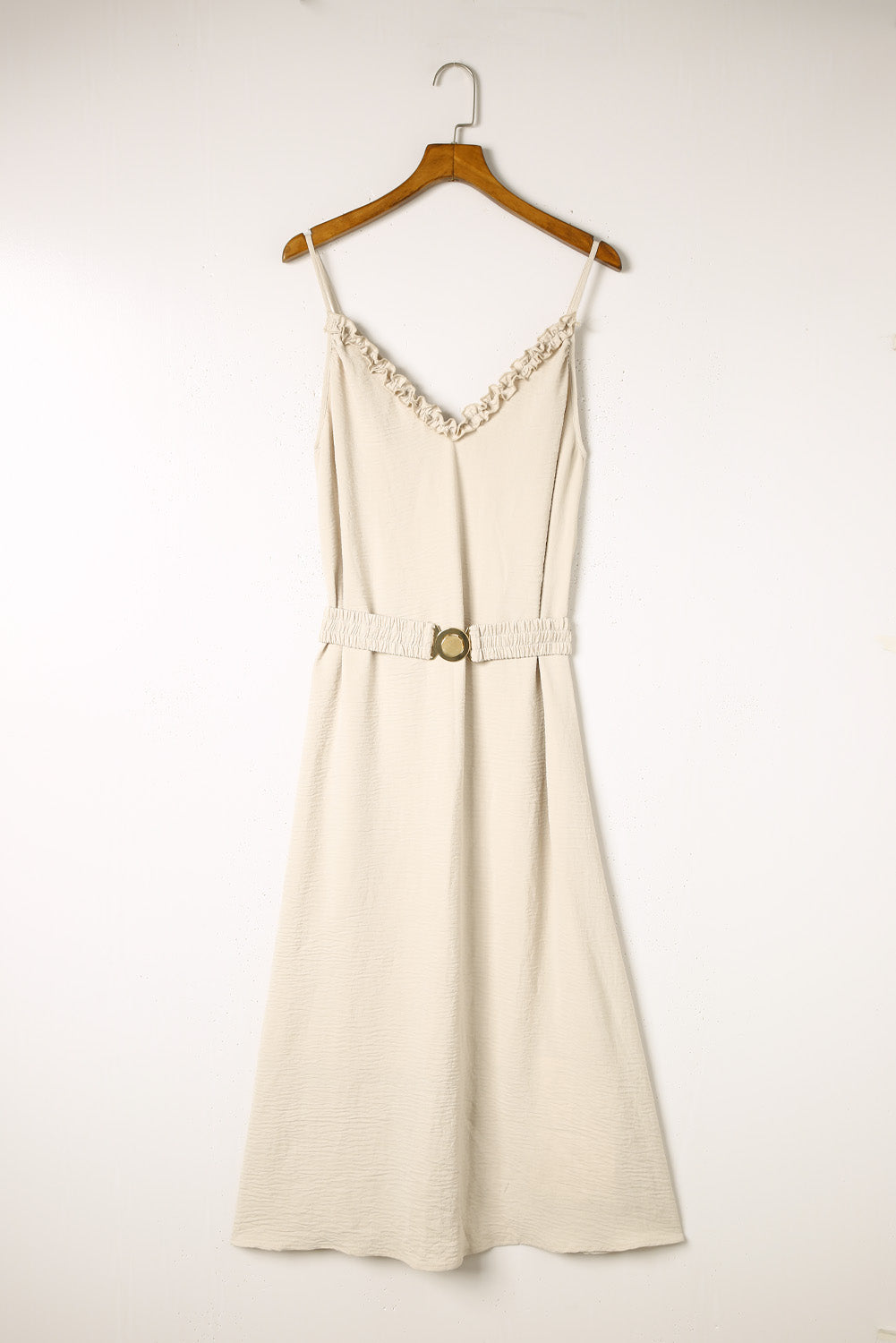 Robe longue sans manches à col en V avec ceinture élastique