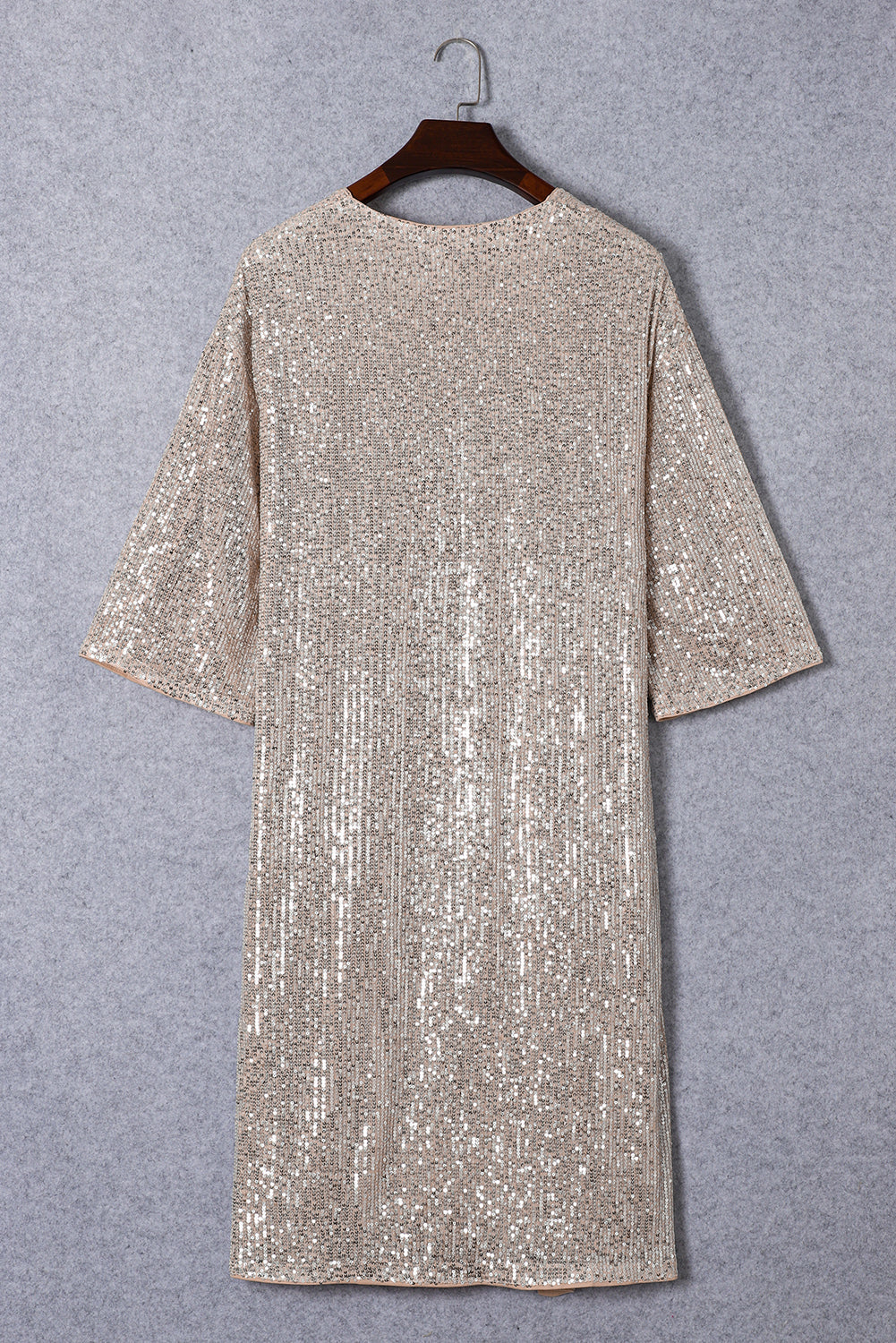 Kimono plumeau ouvert à manches 3/4 et sequins