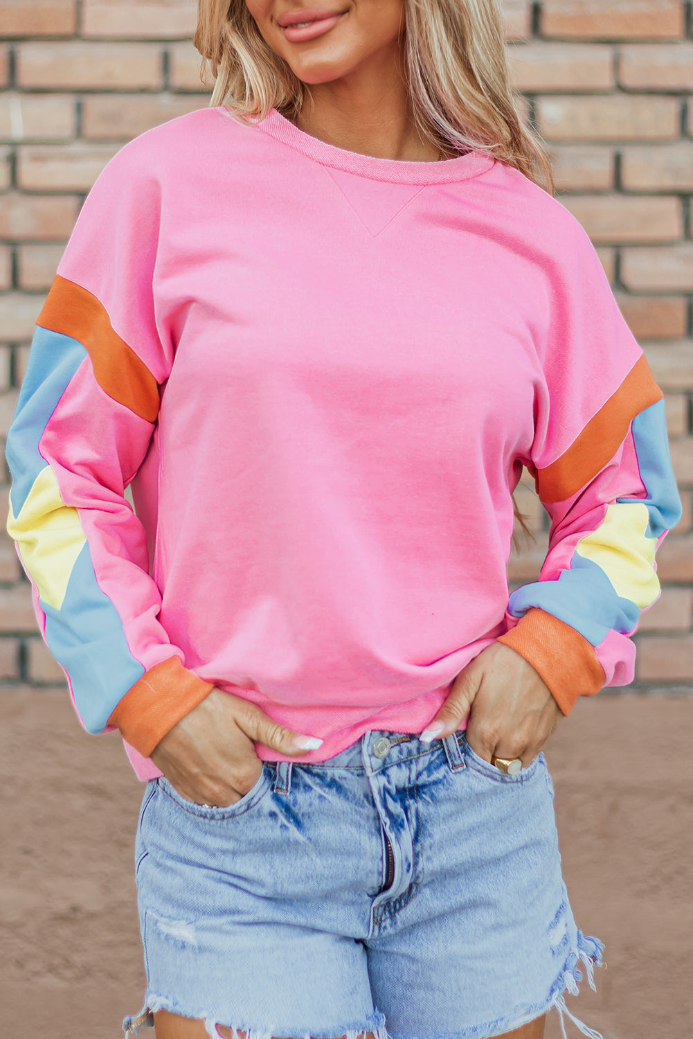 Haut en French Terry a blocs de couleurs Candy
