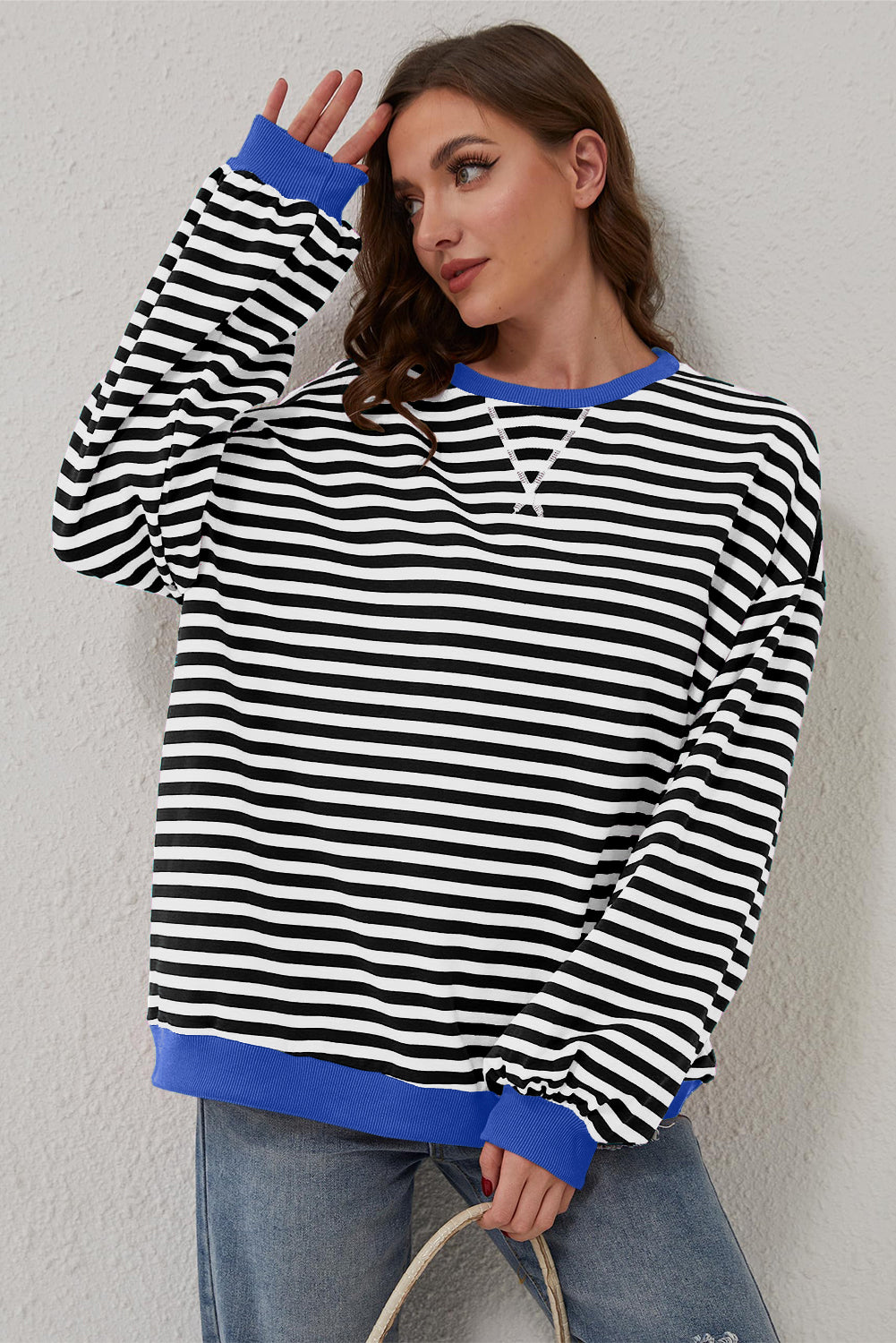 Sweat-shirt oversize à bordure contrastée