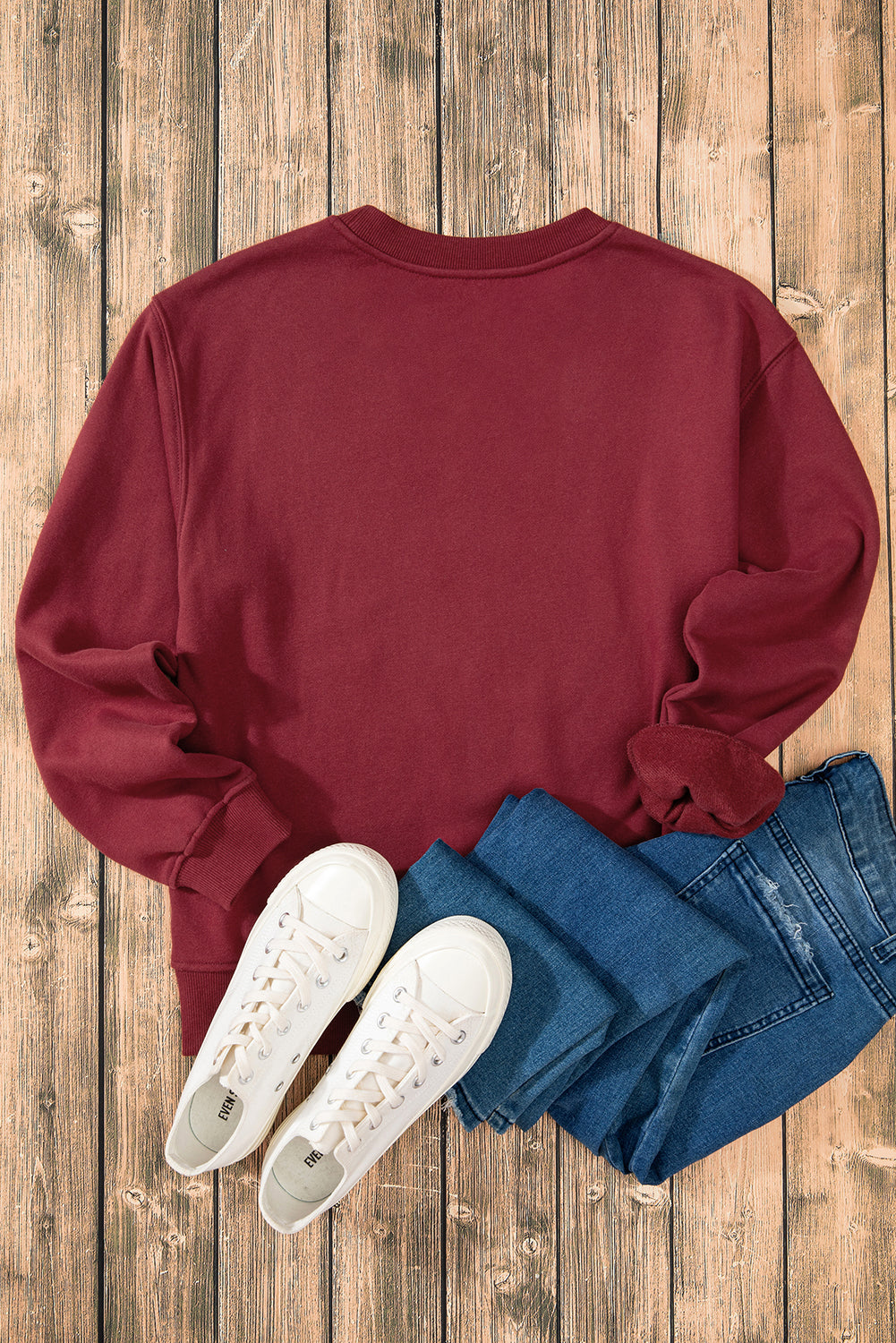Sweat-shirt en tissu éponge à épaules tombantes doublé de polaire uni