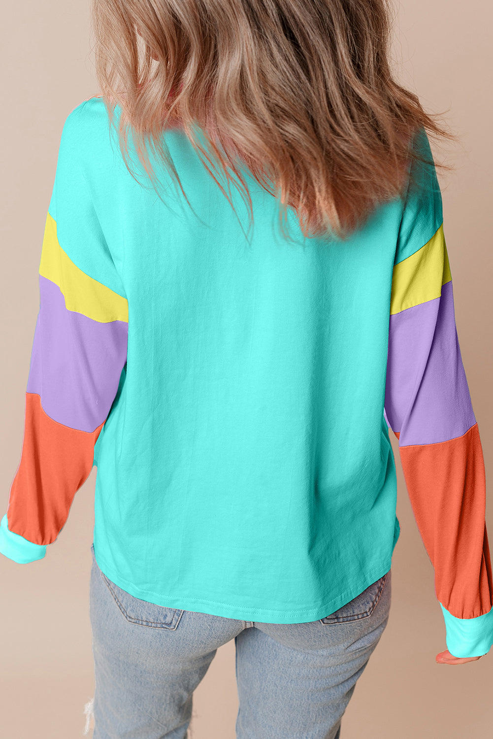 Haut ample a manches longues et patchwork color block