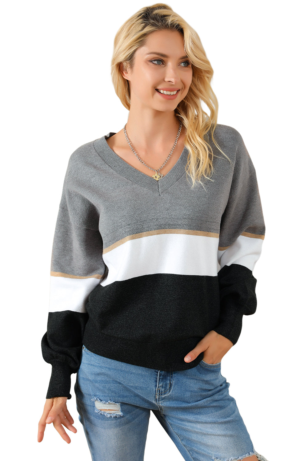 Pull a col en V color block