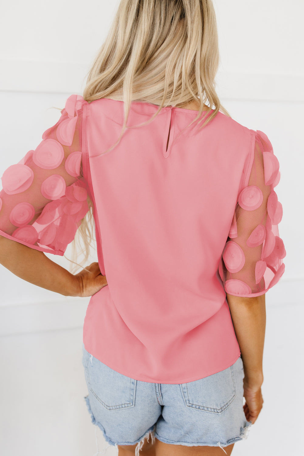 Chemisier à manches mi-longues en maille avec appliques contrastées