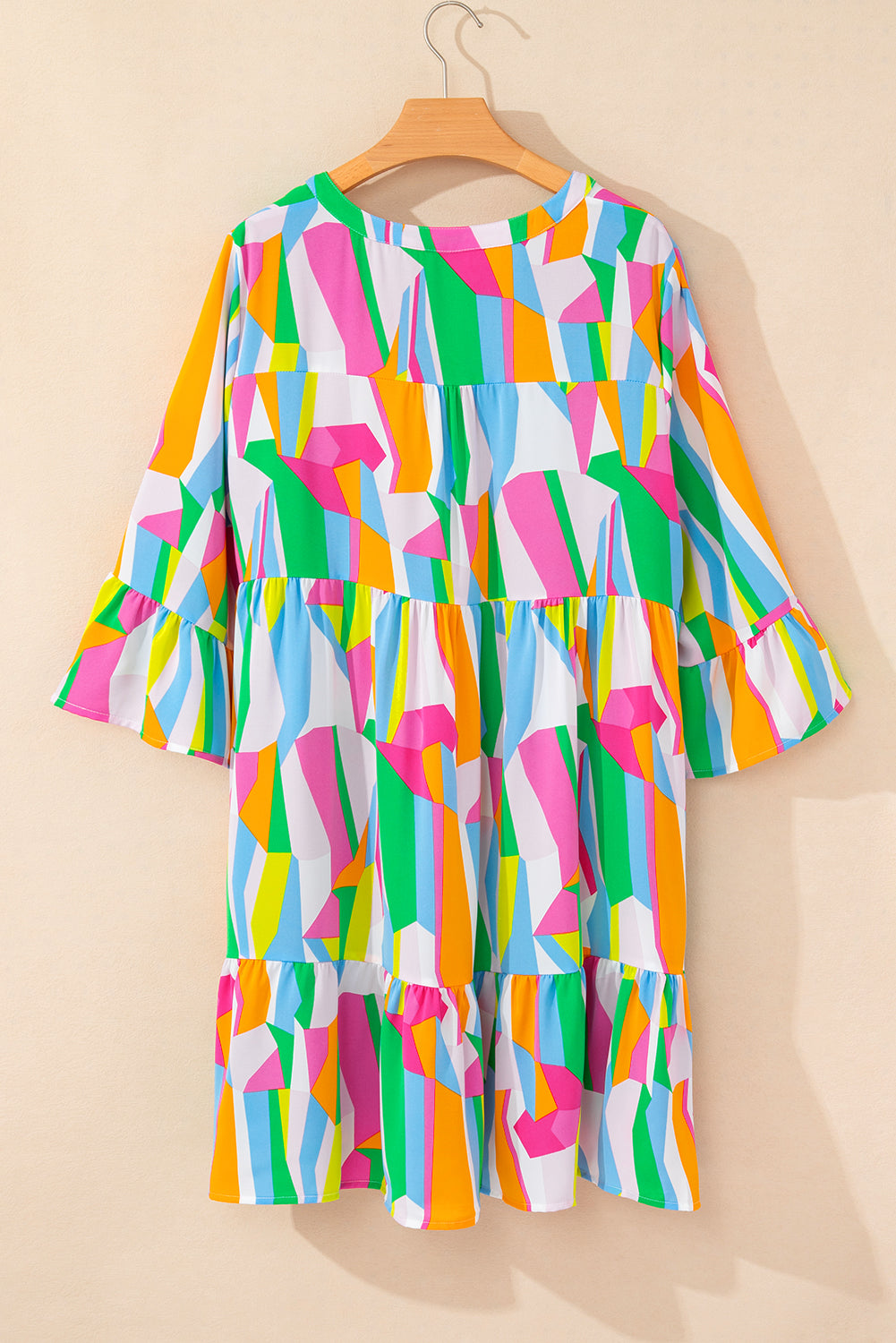 Mini-Robe a Volants Étagés a Imprimé Abstrait Vibrant de Grande Taille